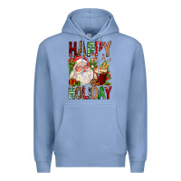 Colony Blue happy holiday santa claus christmas Premium Hoodie - FaDigitalArtStudio