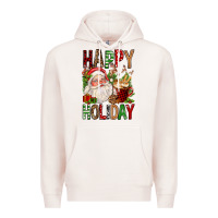 Pale Pink happy holiday santa claus christmas Premium Hoodie - FaDigitalArtStudio