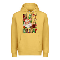 Antique Gold happy holiday santa claus christmas Premium Hoodie - FaDigitalArtStudio