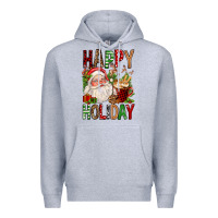 Heather Grey happy holiday santa claus christmas Premium Hoodie - FaDigitalArtStudio