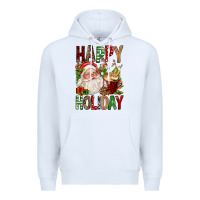 White happy holiday santa claus christmas Premium Hoodie - FaDigitalArtStudio