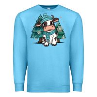 Ocean Blue winter i'm udderly freezing baby cow Premium Sweatshirt - MaliasSmallBusiness
