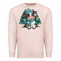 Pale Pink winter i'm udderly freezing baby cow Premium Sweatshirt - MaliasSmallBusiness