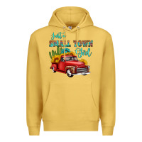 Antique Gold just a small town girl with car Premium Hoodie - HRA Design Shop