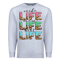 Heather Grey wife life mom life best life Premium Sweatshirt - MaliasSmallBusiness