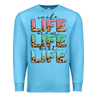 Ocean Blue wife life mom life best life Premium Sweatshirt - MaliasSmallBusiness