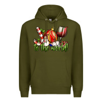 Army Green joy to the world christmas wine Premium Hoodie - FaDigitalArtStudio
