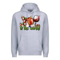 Heather Grey joy to the world christmas wine Premium Hoodie - FaDigitalArtStudio