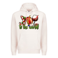 Pale Pink joy to the world christmas wine Premium Hoodie - FaDigitalArtStudio
