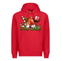 Red joy to the world christmas wine Premium Hoodie - FaDigitalArtStudio