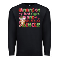 Black running on iced coffee and christmas cheer Premium Sweatshirt - MaliasSmallBusiness