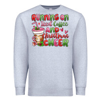 Heather Grey running on iced coffee and christmas cheer Premium Sweatshirt - MaliasSmallBusiness