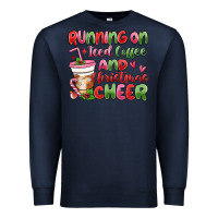 Navy running on iced coffee and christmas cheer Premium Sweatshirt - MaliasSmallBusiness