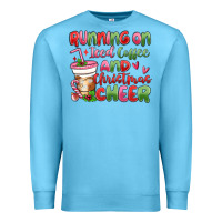 Ocean Blue running on iced coffee and christmas cheer Premium Sweatshirt - MaliasSmallBusiness