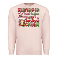 Pale Pink running on iced coffee and christmas cheer Premium Sweatshirt - MaliasSmallBusiness