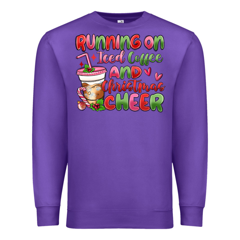 Running On Iced Coffee And Christmas Cheer Premium Sweatshirt by MaliasSmallBusiness | Teevron