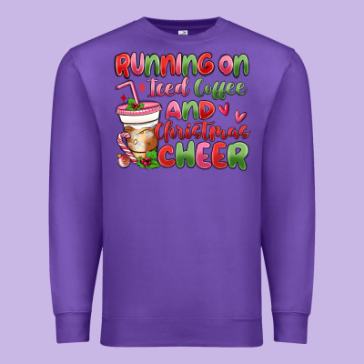 Premium Sweatshirt running on iced coffee and christmas cheer