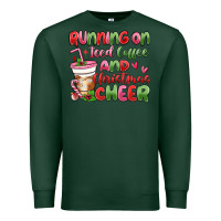 Sports Green running on iced coffee and christmas cheer Premium Sweatshirt - MaliasSmallBusiness
