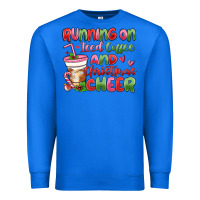 True Royal running on iced coffee and christmas cheer Premium Sweatshirt - MaliasSmallBusiness