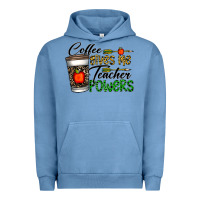 Pigment Pebble Blue coffee gives me teacher powers Urban Hoodie - CowhideDigitalArt