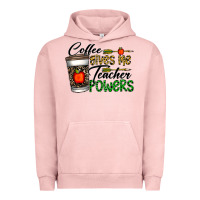 Pigment Salmon coffee gives me teacher powers Urban Hoodie - CowhideDigitalArt