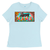 Baby Blue mama with baby bear and leopard license plate Ladies Tee - Artiststas