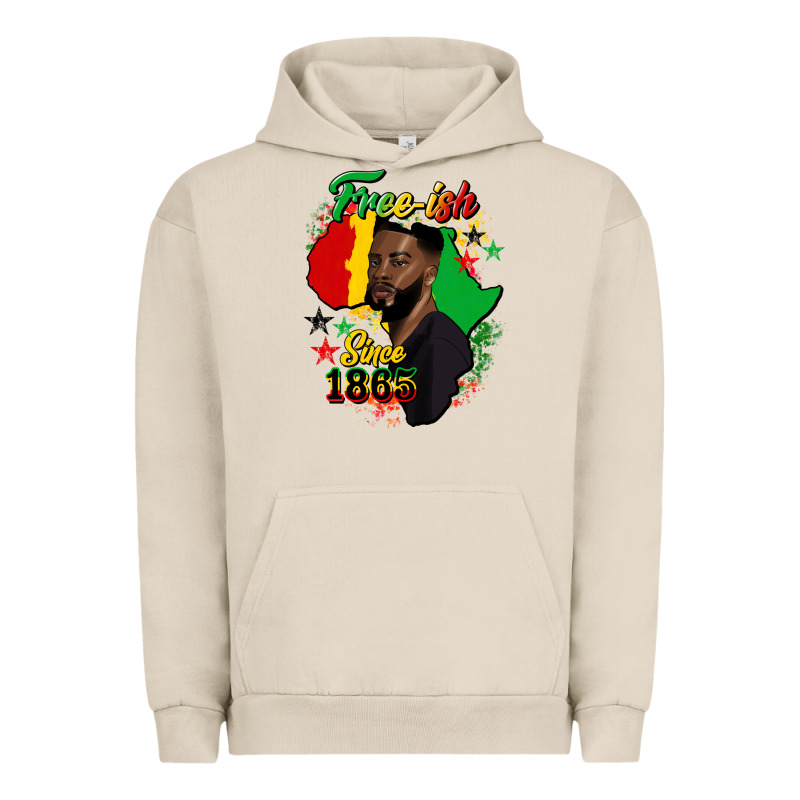 Free Ish Since 1865 Black Man Urban Hoodie by HRA Design Shop | Teevron