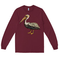 Burgundy louisiana state bird pelican Long Sleeve Tee - BarkalooDesign
