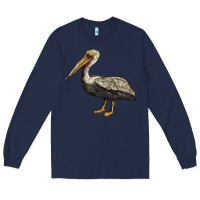Navy louisiana state bird pelican Long Sleeve Tee - BarkalooDesign