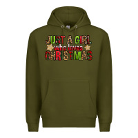Army Green just a girl who loves christmas with cookies Premium Hoodie - FaDigitalArtStudio