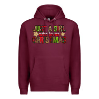 Burgundy just a girl who loves christmas with cookies Premium Hoodie - FaDigitalArtStudio