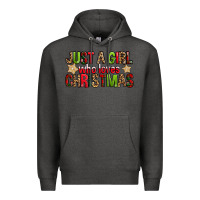 Charcoal Heather just a girl who loves christmas with cookies Premium Hoodie - FaDigitalArtStudio