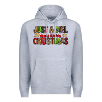 Heather Grey just a girl who loves christmas with cookies Premium Hoodie - FaDigitalArtStudio