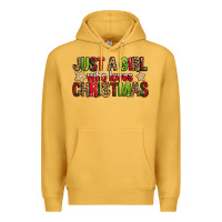 Mustard just a girl who loves christmas with cookies Premium Hoodie - FaDigitalArtStudio