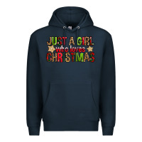 Navy just a girl who loves christmas with cookies Premium Hoodie - FaDigitalArtStudio