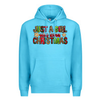 Ocean Blue just a girl who loves christmas with cookies Premium Hoodie - FaDigitalArtStudio