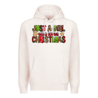 Pale Pink just a girl who loves christmas with cookies Premium Hoodie - FaDigitalArtStudio
