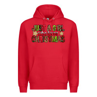 Red just a girl who loves christmas with cookies Premium Hoodie - FaDigitalArtStudio