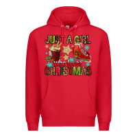 Red just a girl who loves christmas Premium Hoodie - FaDigitalArtStudio