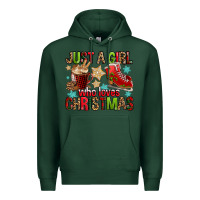 Sports Green just a girl who loves christmas Premium Hoodie - FaDigitalArtStudio