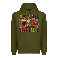 Army Green just a girl who loves christmas Premium Hoodie - FaDigitalArtStudio