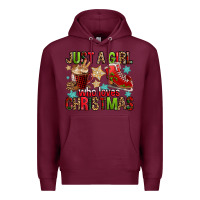 Burgundy just a girl who loves christmas Premium Hoodie - FaDigitalArtStudio