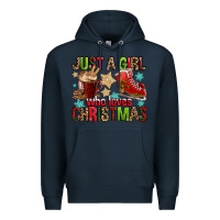 Navy just a girl who loves christmas Premium Hoodie - FaDigitalArtStudio