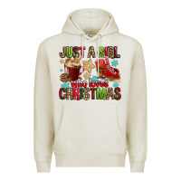 Oatmeal Heather just a girl who loves christmas Premium Hoodie - FaDigitalArtStudio