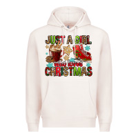 Pale Pink just a girl who loves christmas Premium Hoodie - FaDigitalArtStudio