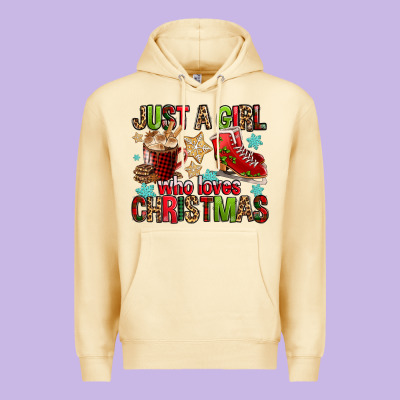 Just A Girl Who Loves Christmas Premium Hoodie Designed By Fadigitalartstudio