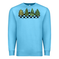 Ocean Blue christmas checkered trees Premium Sweatshirt - MaliasSmallBusiness