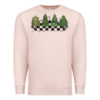 Pale Pink christmas checkered trees Premium Sweatshirt - MaliasSmallBusiness
