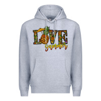 Heather Grey love summer pinapple Premium Hoodie - CowhideDigitalArt