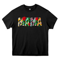 Black floral animal print mama Heavy Core Tee - CowhideDigitalArt